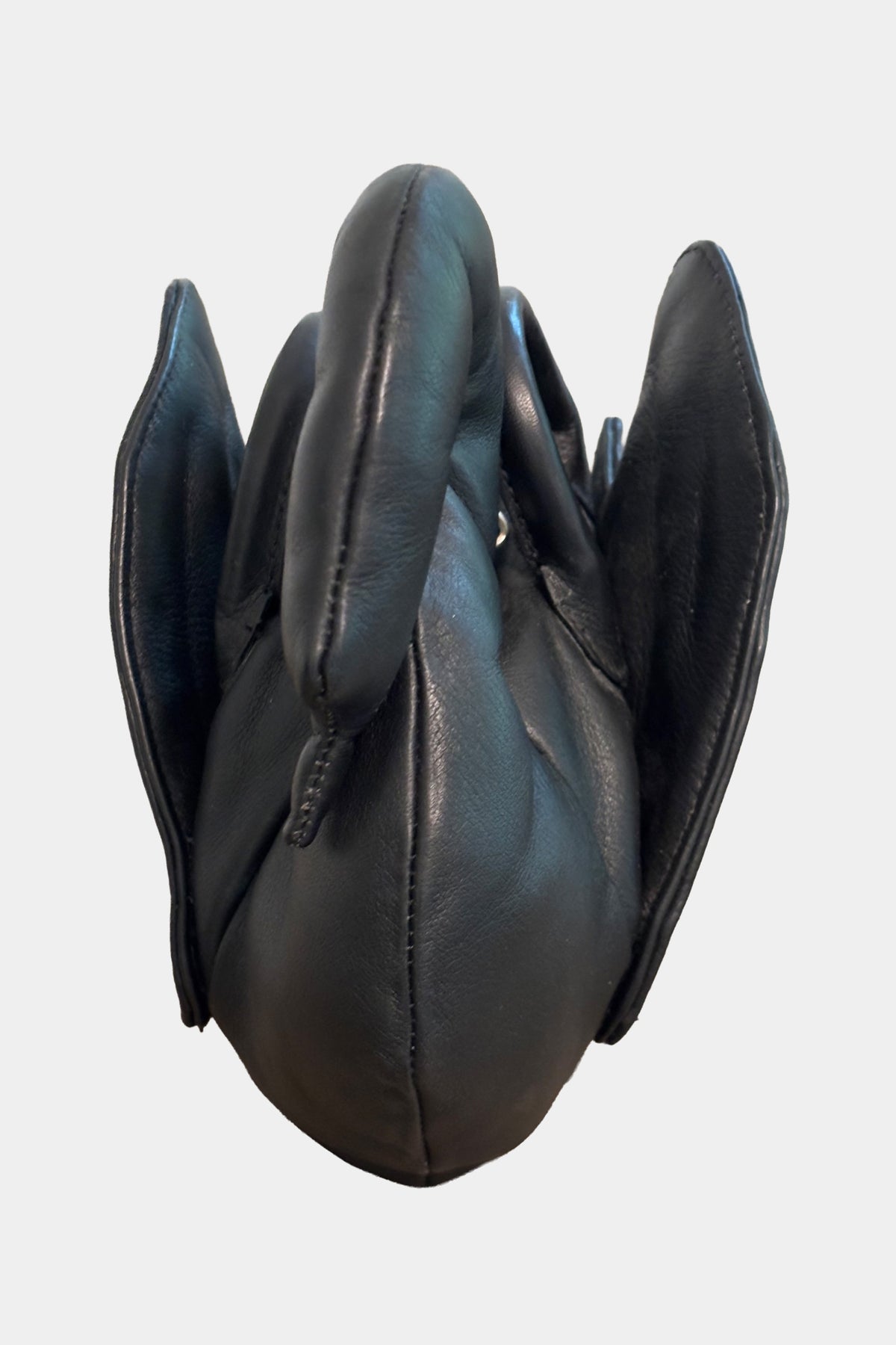MYUS Black Swan Handbag front leather handmade in Italy