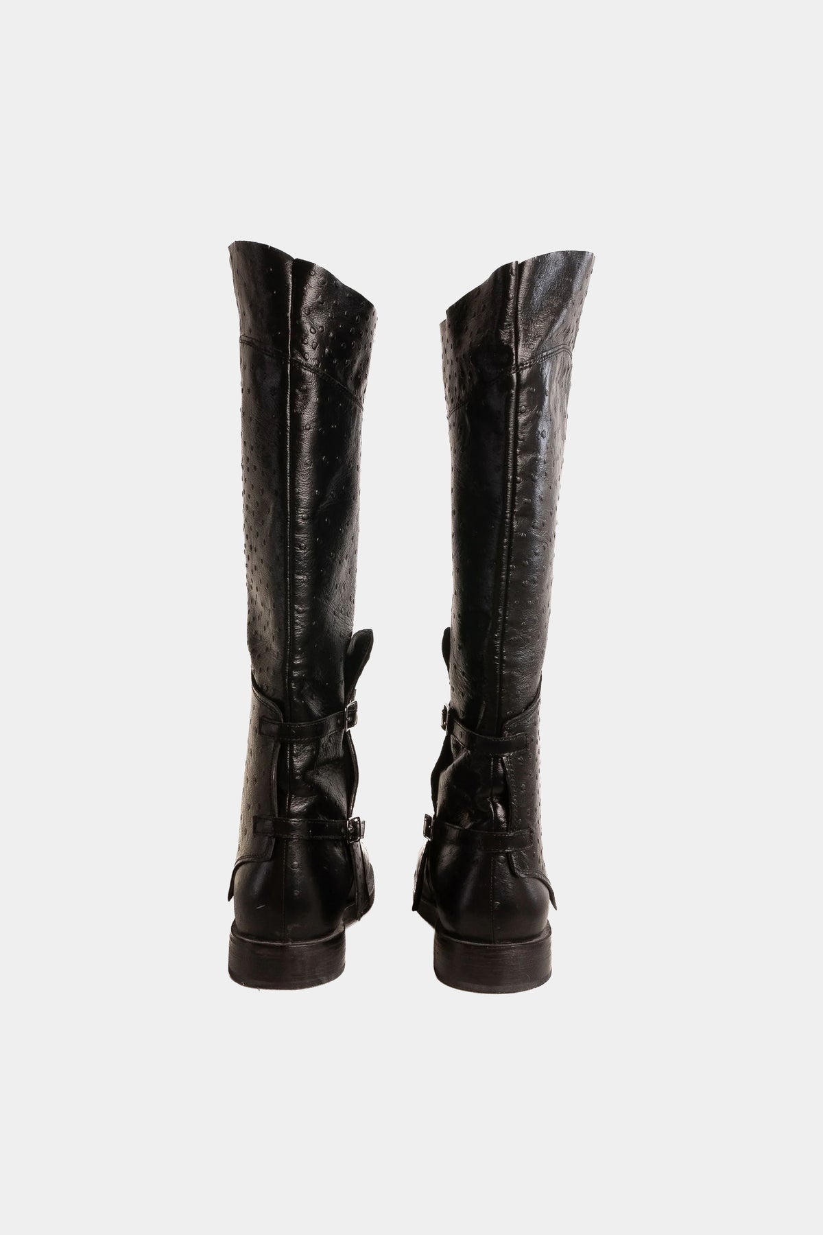 MYUS Cavalieres Jumping Boot back in black ostrich leather with wood sole
