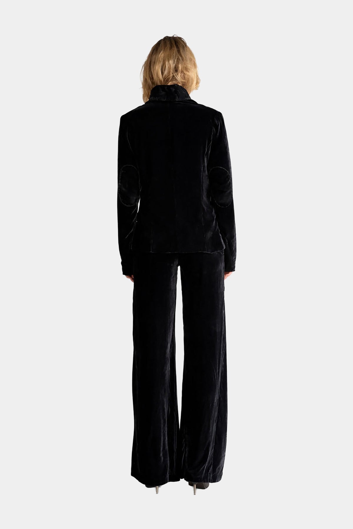 MYUS Arden Smoking Jacket back in 100% mulberry silk velvet with elbow pads