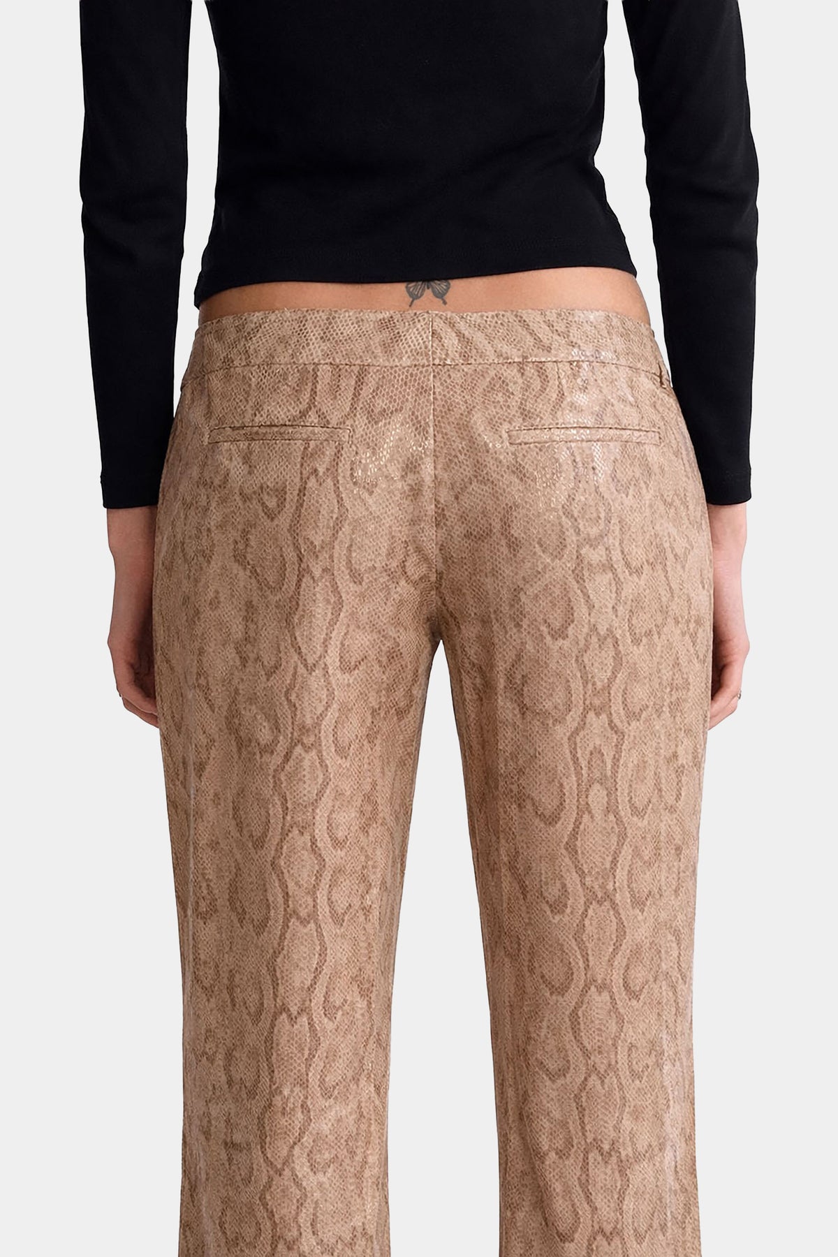 MYUS Python Trouser back zoom in python embossed calfskin leather boot cut silhouette