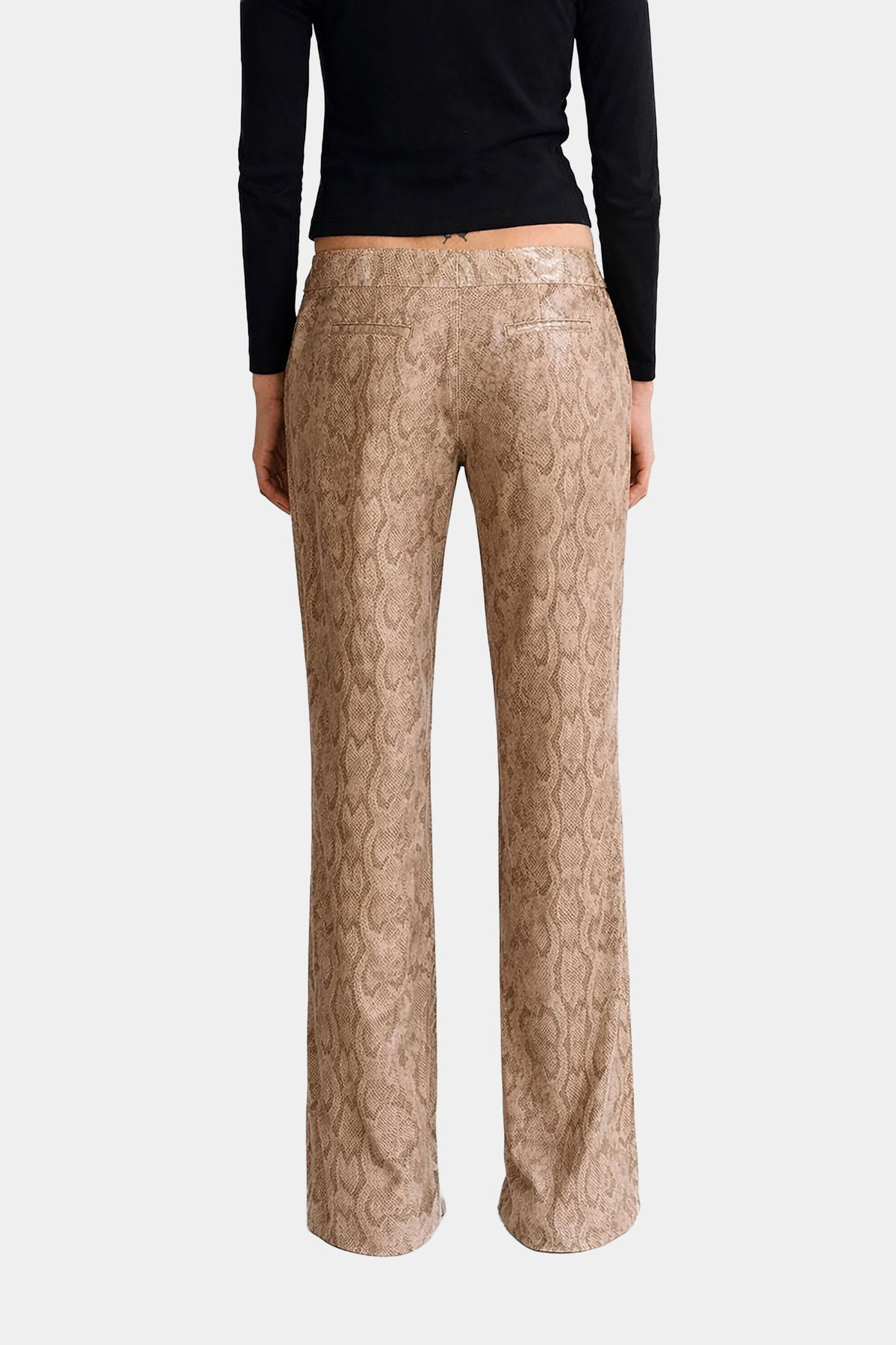 MYUS Python Trouser back in python embossed calfskin leather boot cut silhouette