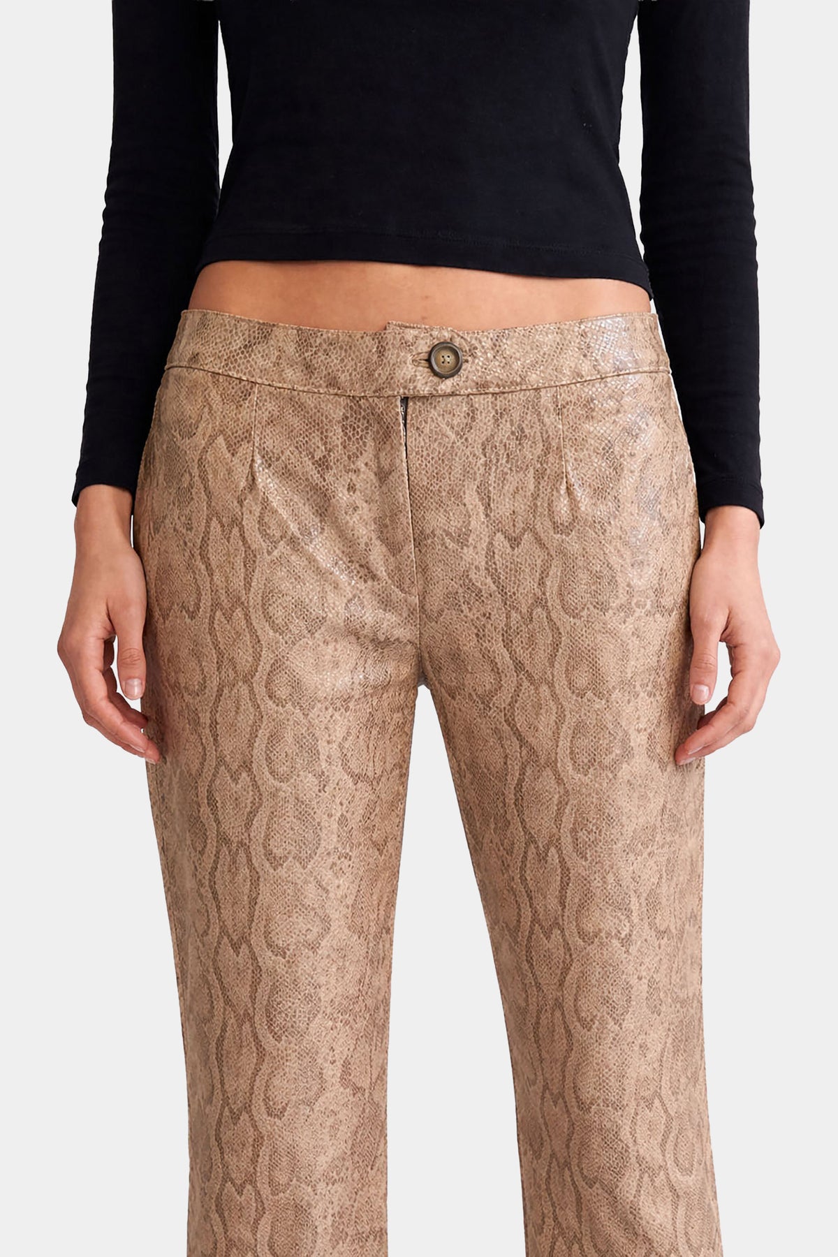 MYUS Python Trouser zoom in python embossed calfskin leather boot cut silhouette