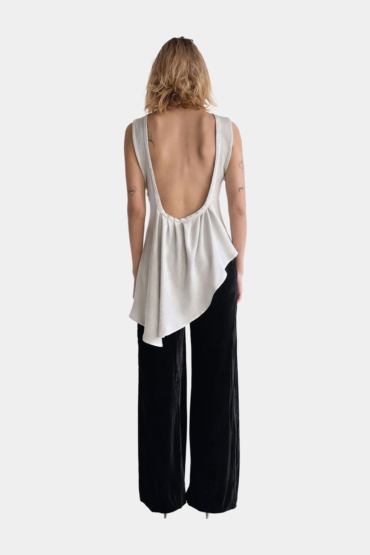 MYUS Vale Tank back in silk cotton with draped asymmetric silhouette