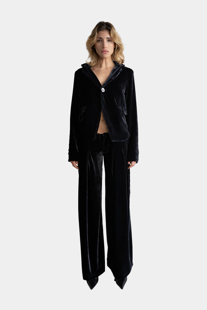 MYUS Arden Smoking Jacket in 100% mulberry silk velvet with elbow pads