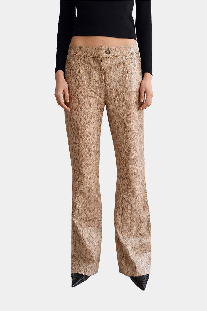 MYUS Python Trouser in python embossed calfskin leather boot cut silhouette